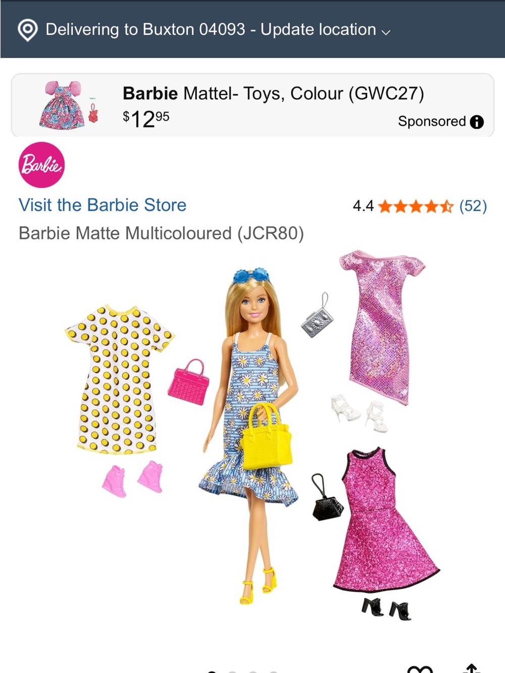 Barbie Multicolor Dress Pack with Yellow & Pink Accessories - Picture 3 of 3